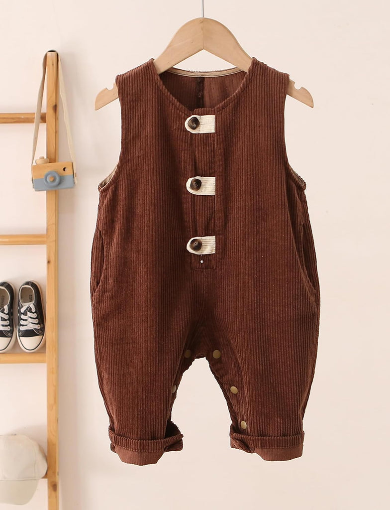 Infant Girl Baby Boy Corduroy Overalls Romper Button Suspender Big Pants Jumpsuit Outfit Clothes