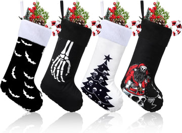Christmas Stockings, Scary Theme Goth Plush - Set of 4