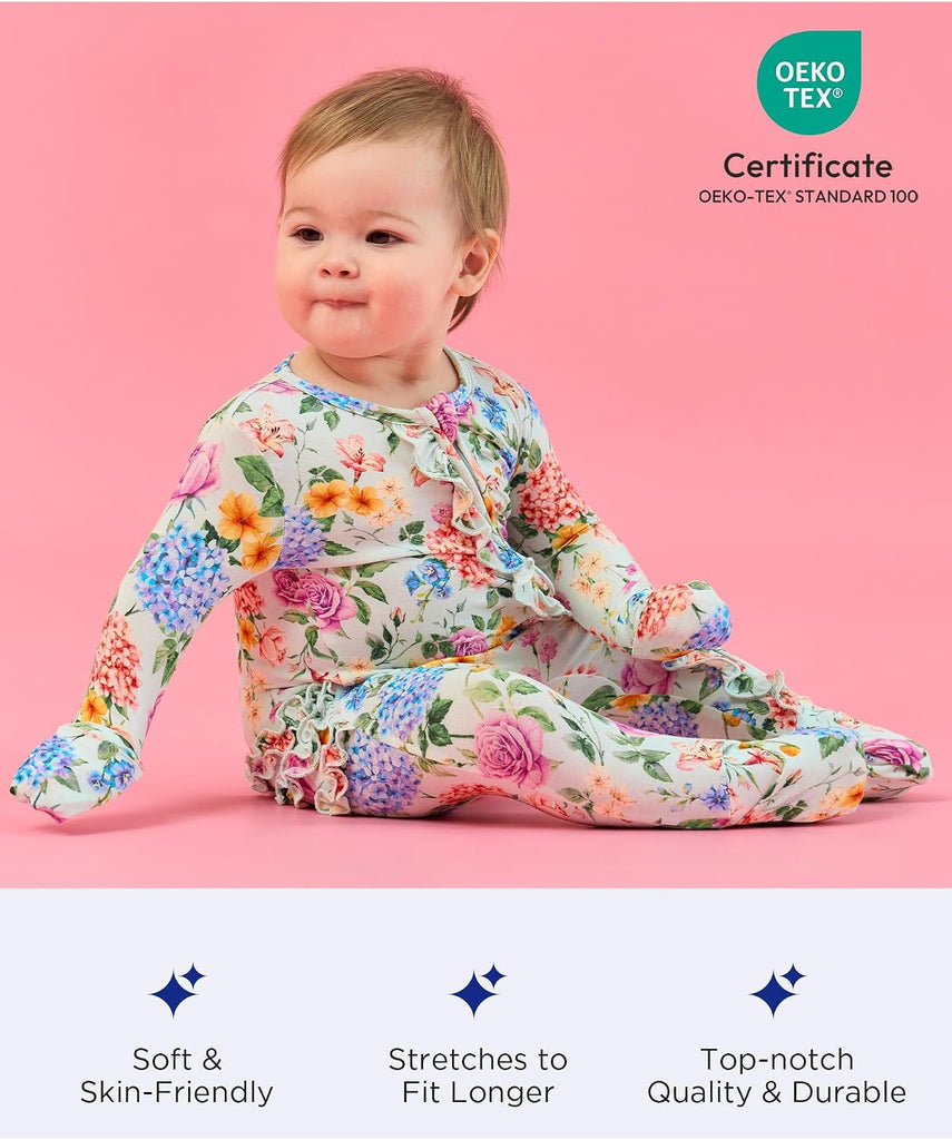 Bamboo Viscose Baby Girls Footless Sleeper Pajamas