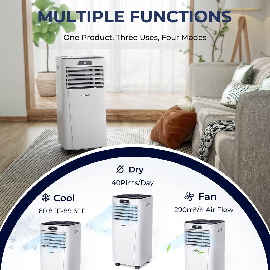 Portable Air Conditioner, 8000BTU AC Unit with Drying, Fan, Sleep Mode, 24H Timer, Remote Control