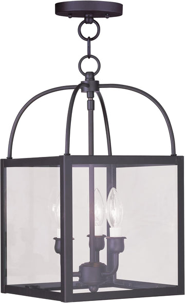 Milford 3-Light Convertible Hanging Lantern/Ceiling Mount, Bronze