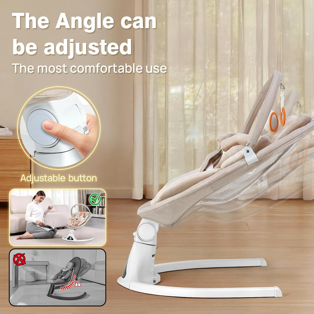 Swings for Infants Remote Control Bluetooth Music Speed Beige