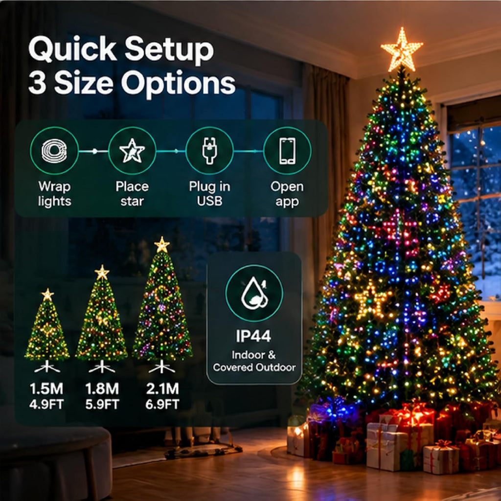 Smart Christmas Tree Lights Controllable via Phone App