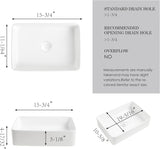 16"x12"Rectangular Vessel Sink,Ceramic Small Bowl Bathroom Vessel Sink