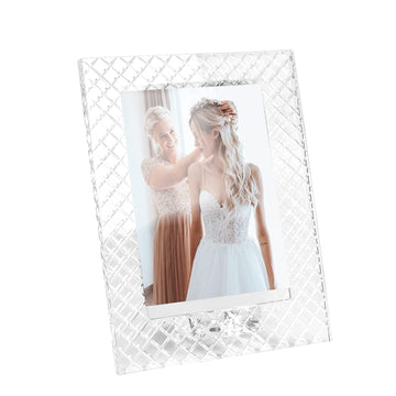 5x7Inch Crystal Wedding Frame of Keepsake Photo Frames, Crystal Picture Frames with Embossed Design, Tabletop Display