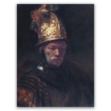Rembrandt Art Print - Man in Gold Helmet Poster - World Famous Portrait - Modern Canvas Wall Art Decor - Restaurant