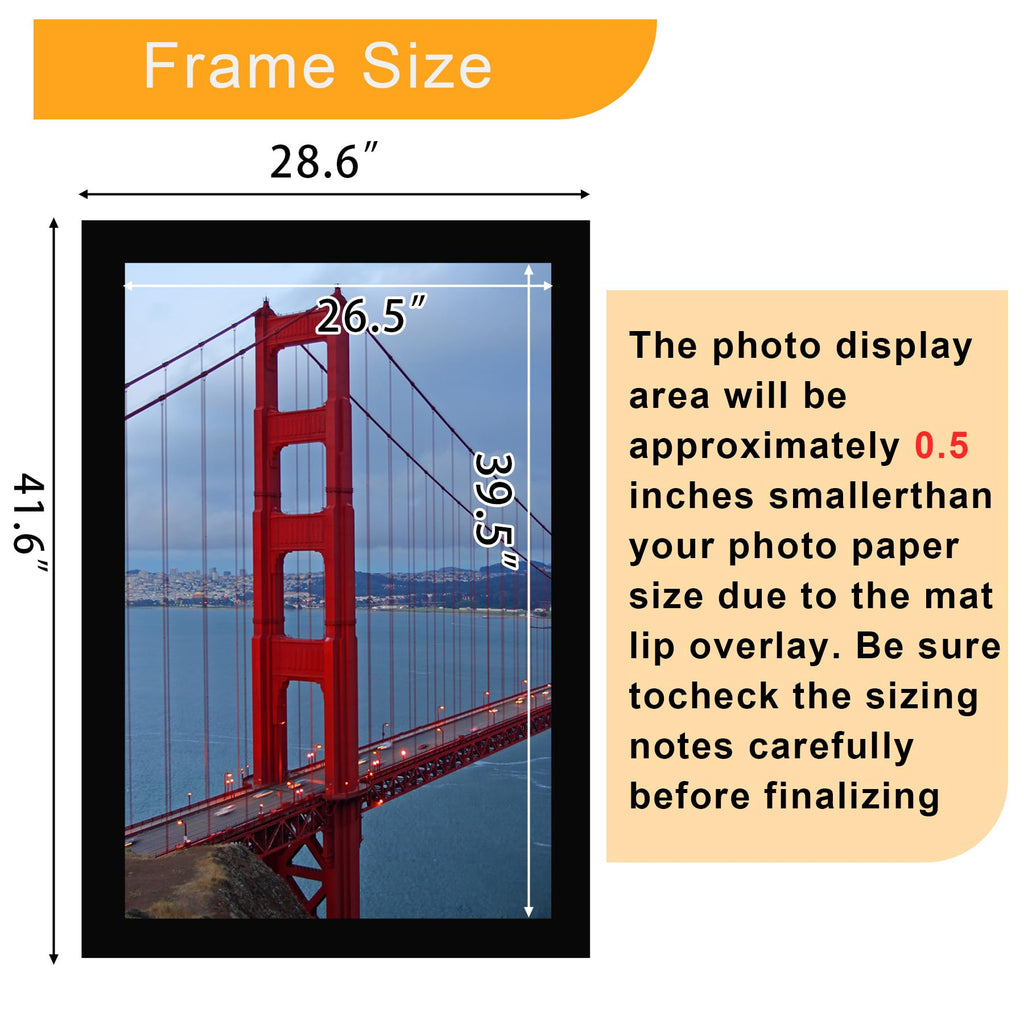 27x40 Poster Frame for Wall Display with HD Plexiglas, Engineered Wood for 27 x 40 Picture, Black, 1 Pack