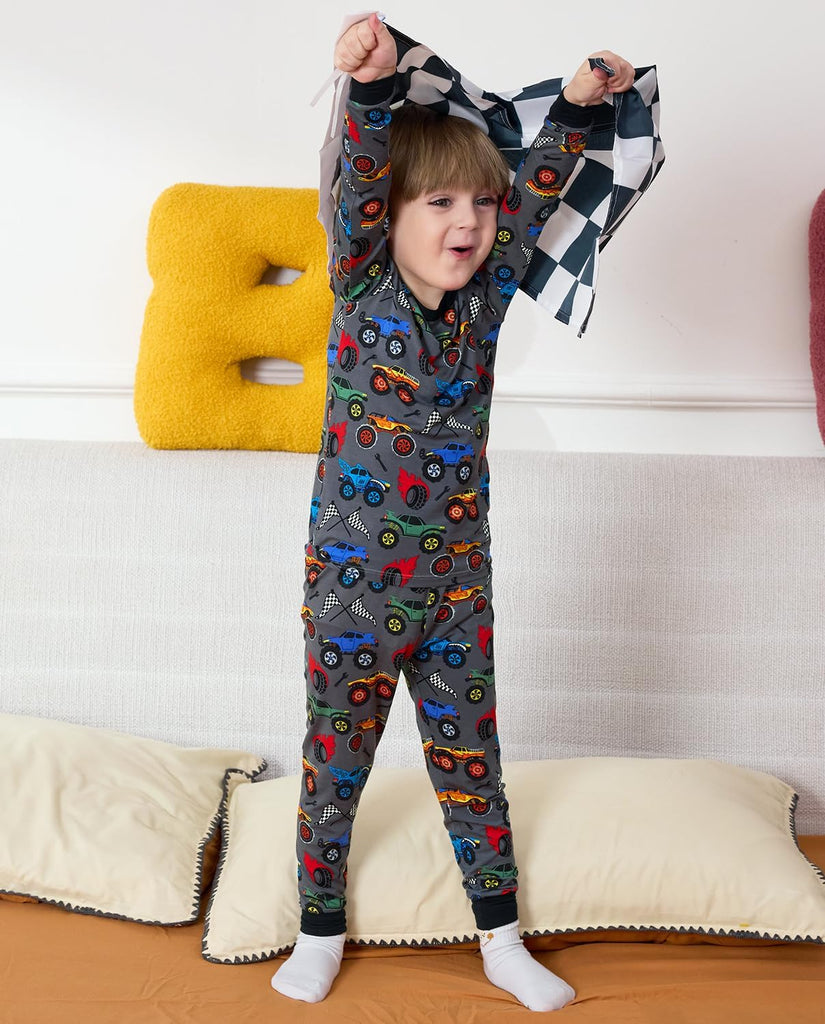 Bamboo Viscose Toddler Kids Pajamas Set, Long Sleeve Boys