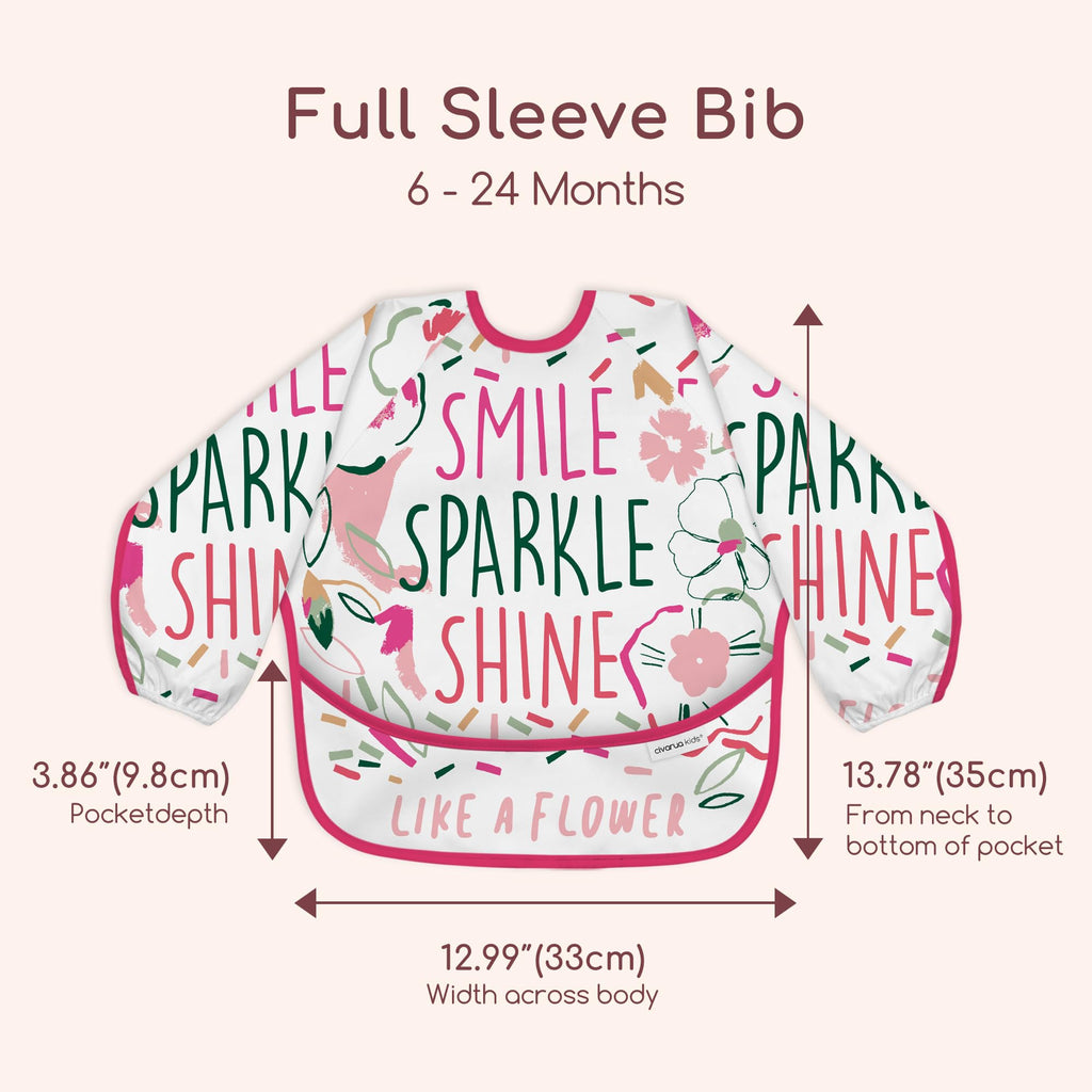 3 Pack Long Sleeve baby Bibs for Eating, Waterproof Smock Bib