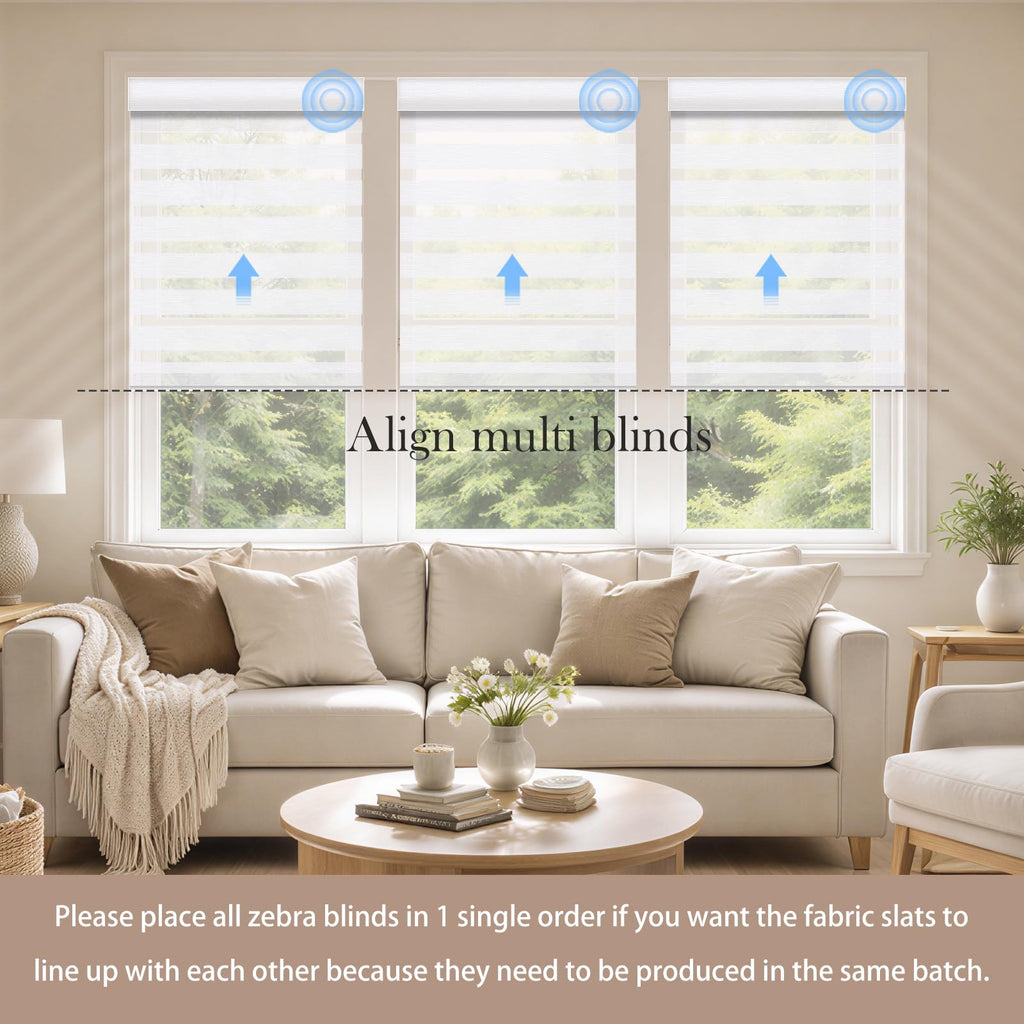 Motorized Zebra Blinds, Automatic Shades for Indoor Windows Work with HomeKit, Alexa, Google Home, Customized