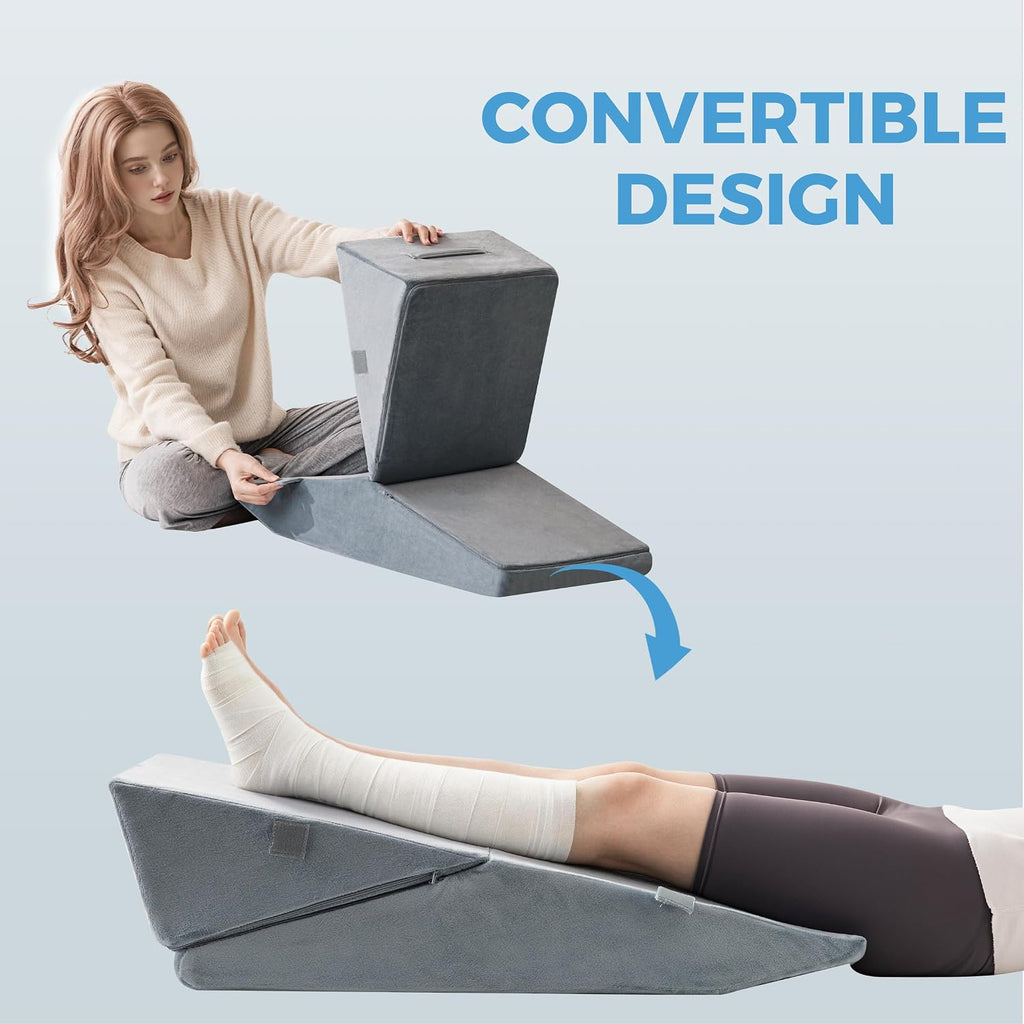 Adjustable Knee Wedge Pillow for Sleeping, Orthopedic Leg Elevation Pillow with Foam, Leg Pillow for Side Sleepers