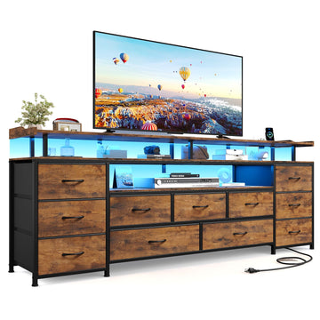 TV Stand for 65 Inch TV, 63" W Long Dresser, Rustic Brown