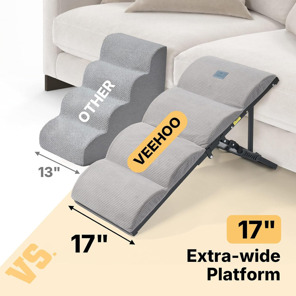 Foldable Dog Ramp for Bed Couch Large Dogs, Adjustable 12-20'' High