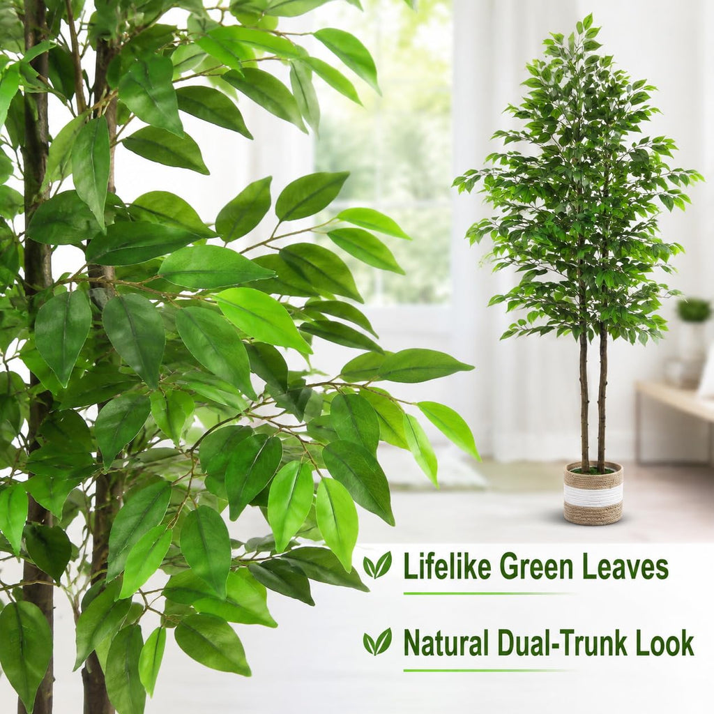 6Ft Ficus Tree Artificial, Fake Trees Artificial Indoor Decor