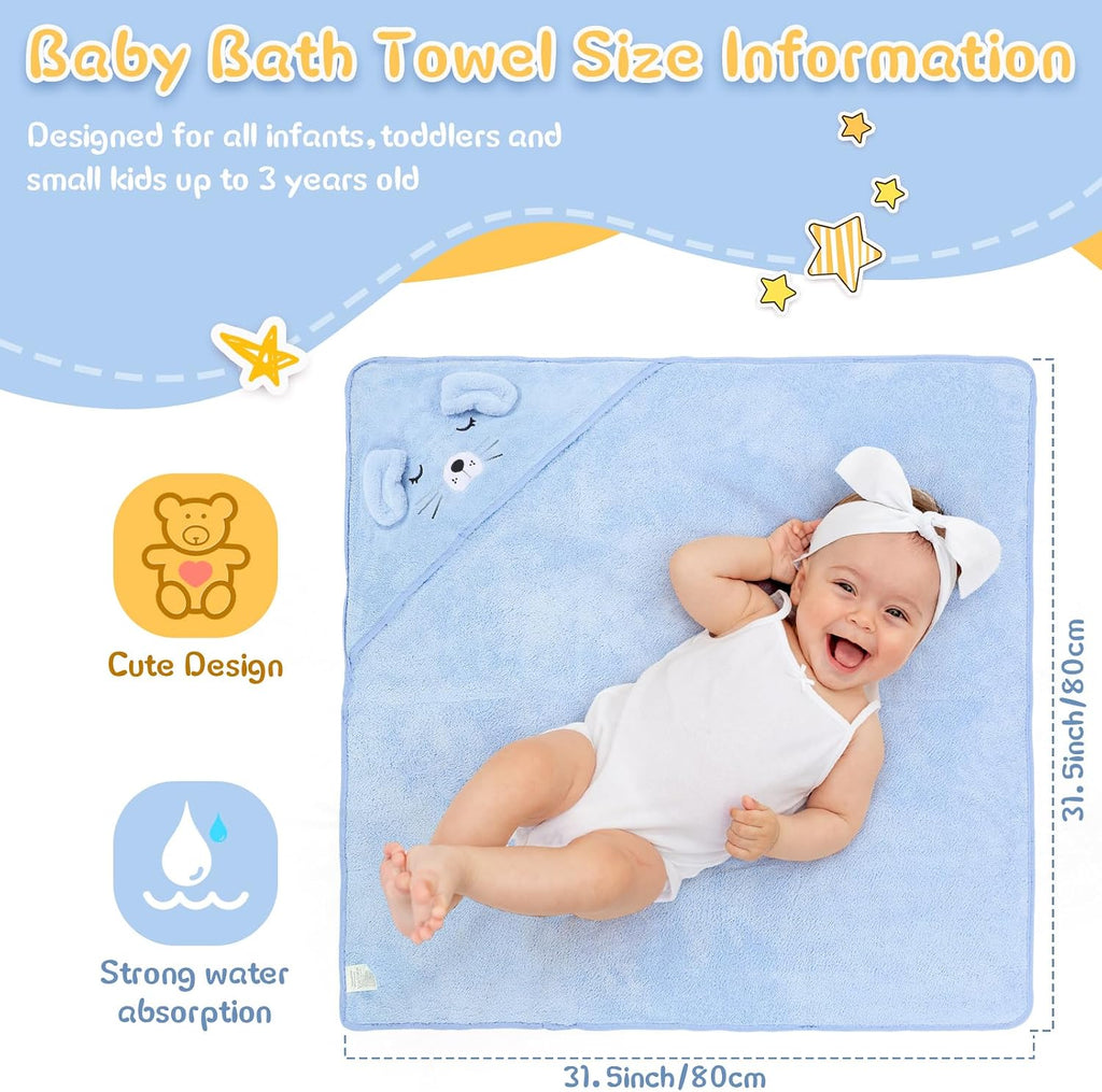4 Pcs Baby Hooded Towel Coral Fleece Absorbent Towels, Cute Style
