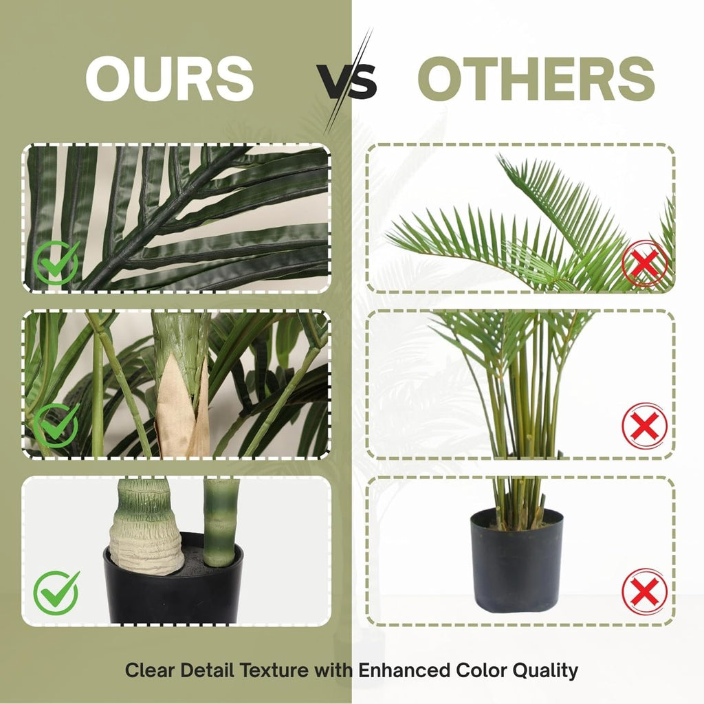 6FT Artificial Palm Tree with Black Pot, Faux Tropical Plant