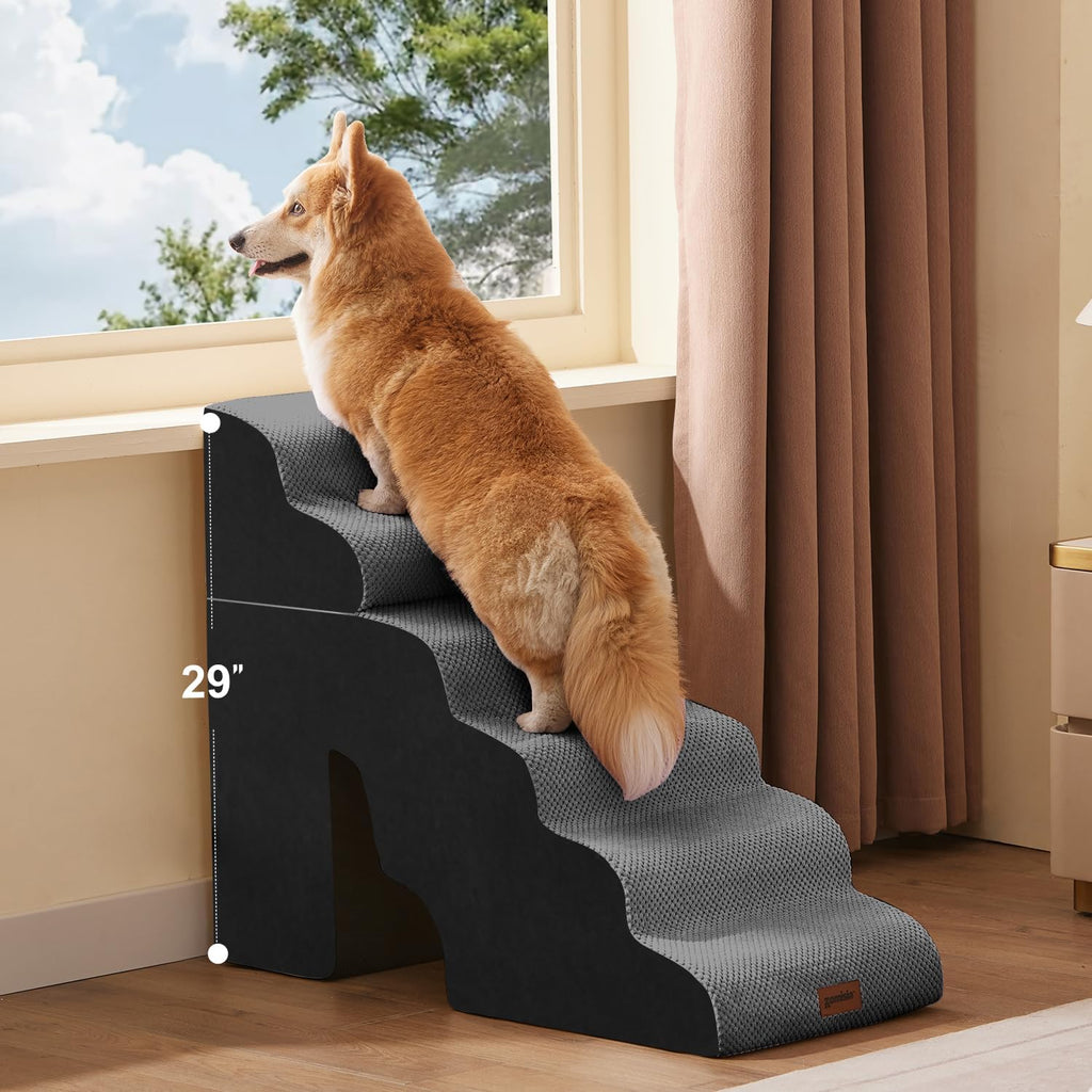 Dog Ramp for High Beds with Tunnel, 29" H 6 Steps for Large Dog
