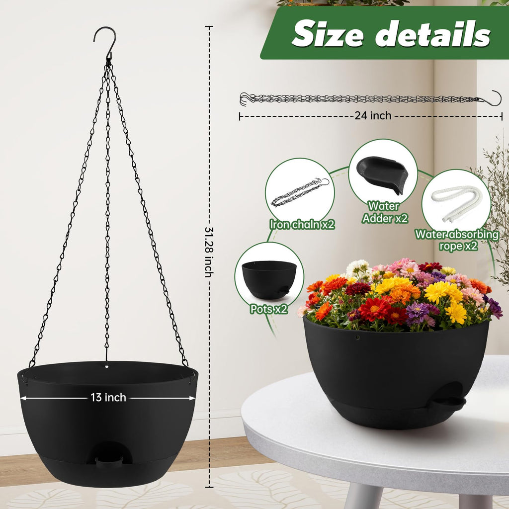 13-inch Oversized Hanging Planter Set of Two, Planters for Indoor and Outdoor Plants.Place Plant pots Across Diverse