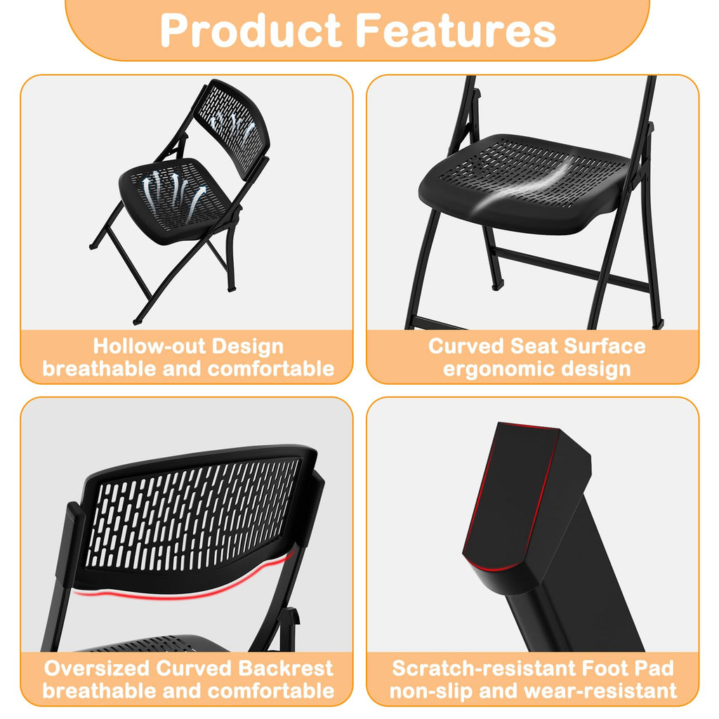 Folding Chair White Foldable Chair with Breathable Mesh Seat and Sturdy Metal Frame for Indoor and Outdoor Party