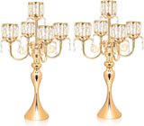 Tall Candle Holders - 2Pcs Gold Candelabra, Metal 5 Arm Candlesticks Party Wedding Aisle Home Decor (Gold x 2pcs)