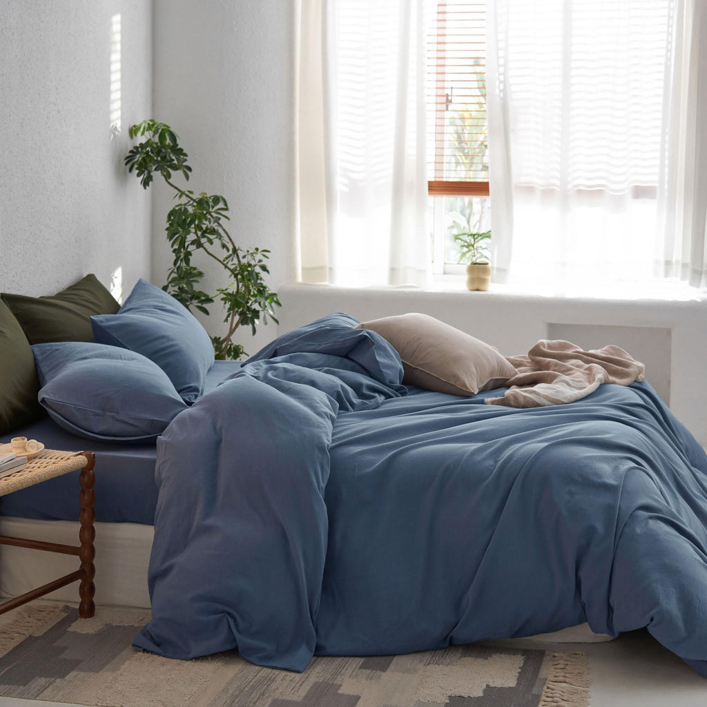 Upgraded Softer Duvet Cover Set 100% Washed Cotton Twill