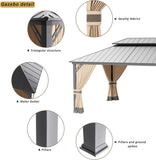 12' x 20' Hardtop Gazebo,Outdoor Aluminum Frame Permanent Pa - Image 4