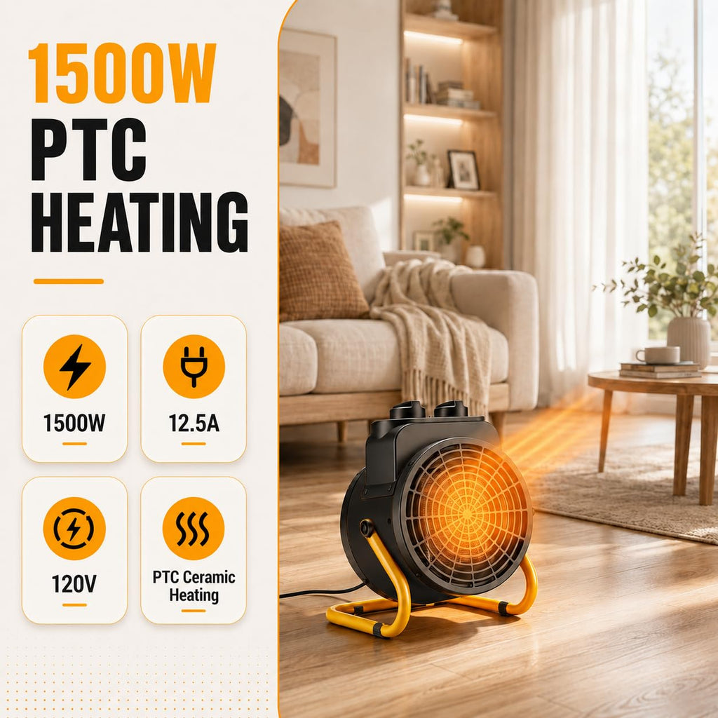 Outdoor Heaters, 1500W Electric Greenhouse Heater with 3S Quick Heat & Overheat Protection, Non-Slip Cushion