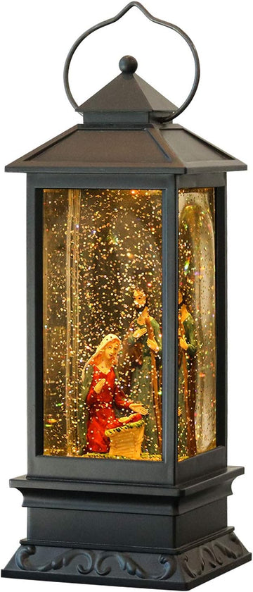 Lighted Musical Snow Globe Lantern with 6 Hour Timer Nativity