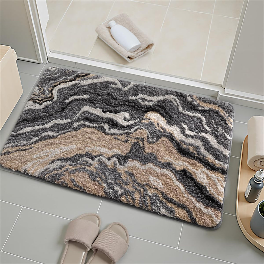 Luxurious Nordic Bathroom Rug, Extra Soft Fluffy Bath Mat, Absorbent, Non-Slip, Easy to Care and Fast Drying, Modern
