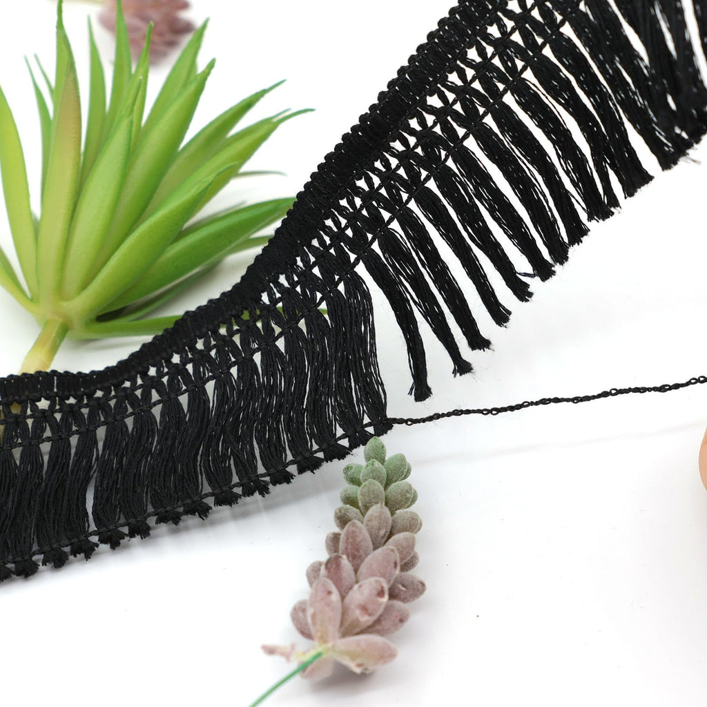 6cm Wide Cotton Tassel Fringe Trim, Boho Sewing Tassel Ribbon Sewing Crafts Curtain Clothing Dress Pillow - 20 Yards