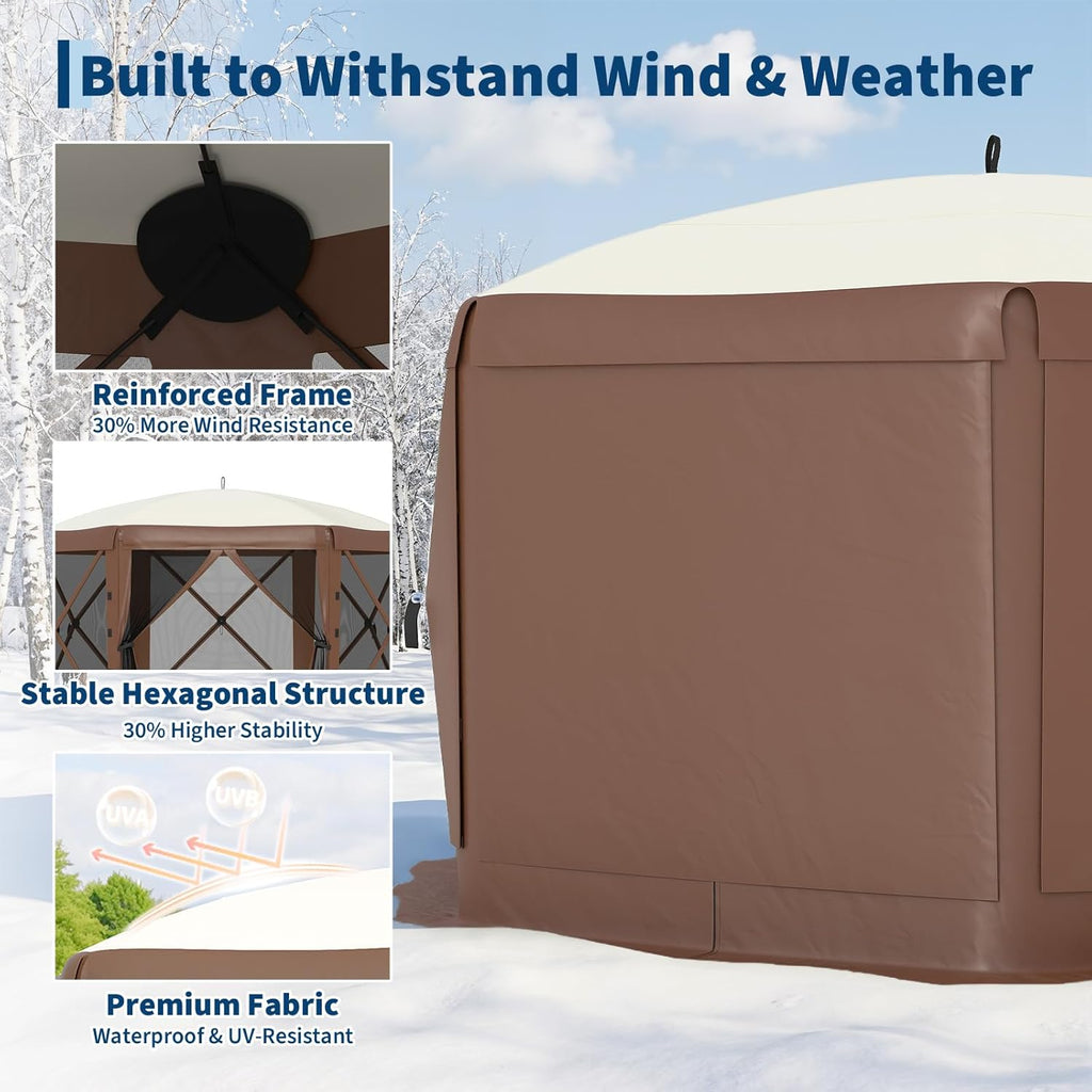 13FT Pop-Up Gazebo 6-Sided, Outdoor Canopy Tent with Mosquito Netting & Removable Wind Cloths Parties, Outdoor Events