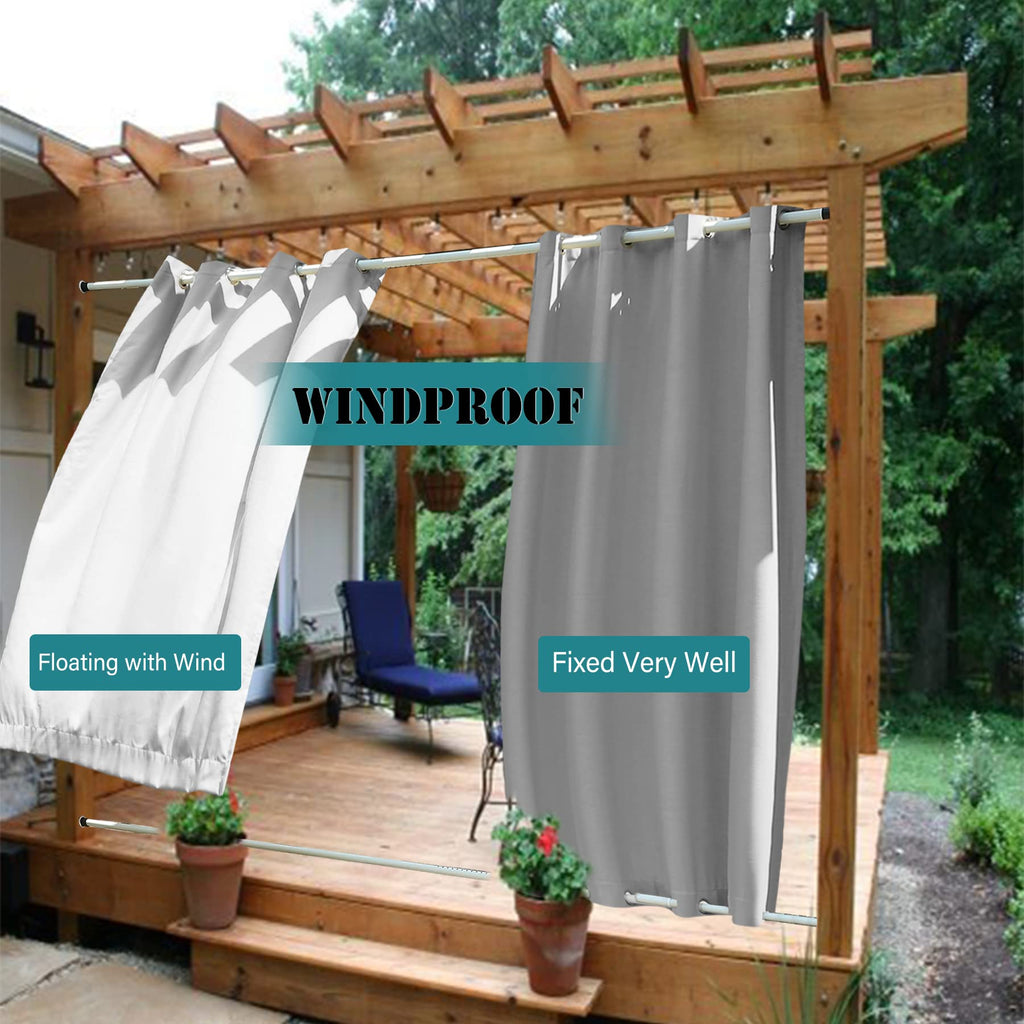 Extra Wide Indoor/Outdoor Windproof Curtains Top Bottom Grommets Canvas Drapes for Outdoor Pavilion Privacy