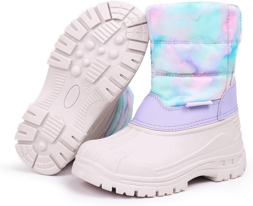 Kids Waterproof Snow Boots,Warm Faux Fur Lined