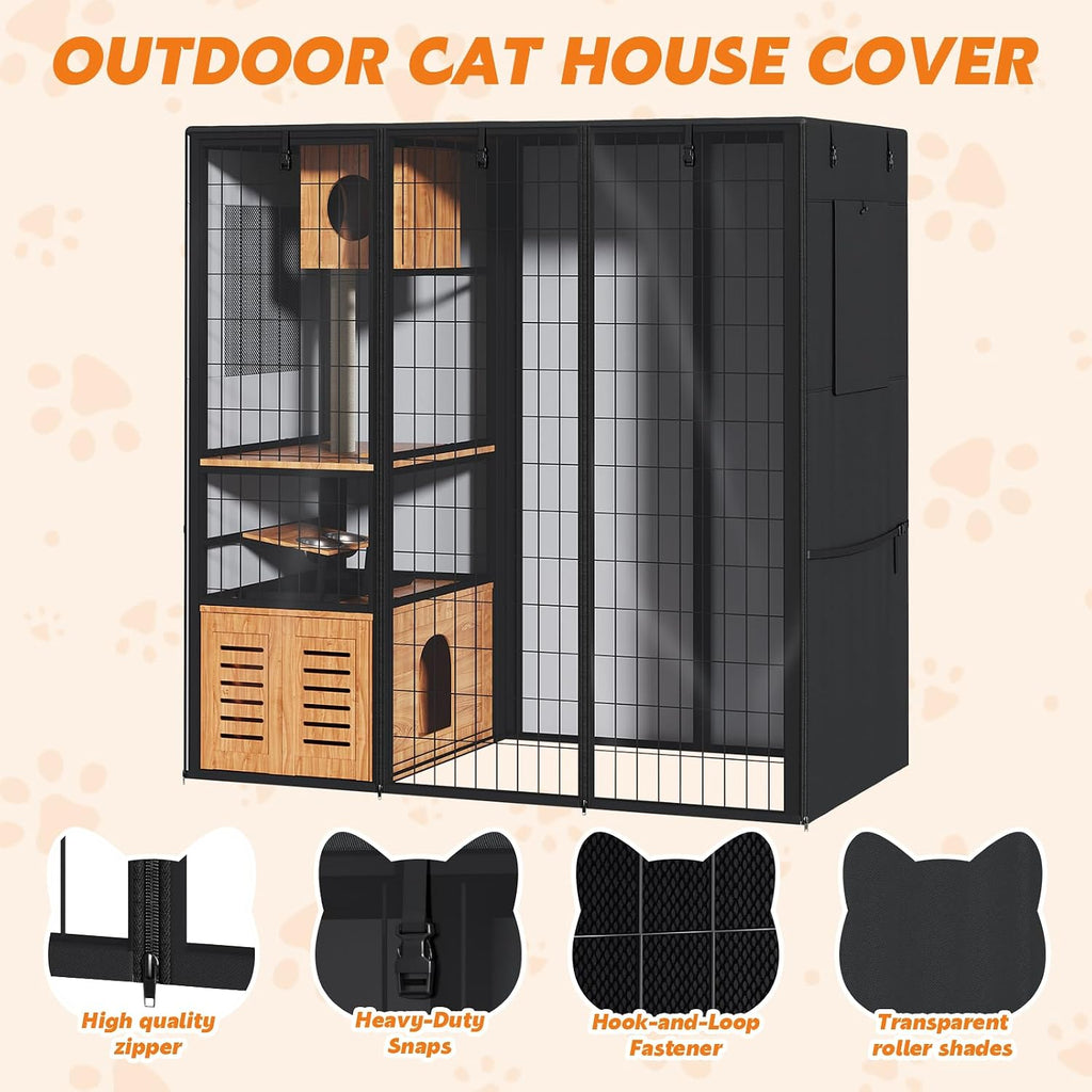 Outdoor Cat House Cover 73" L x 40" W x 73 H for Large Cat Enclosure