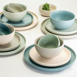16-Piece Stoneware Dinnerware Set for 4, Satin Glazed Plates and Bowls Sets with Matte Finish, Ceramic Dish Set