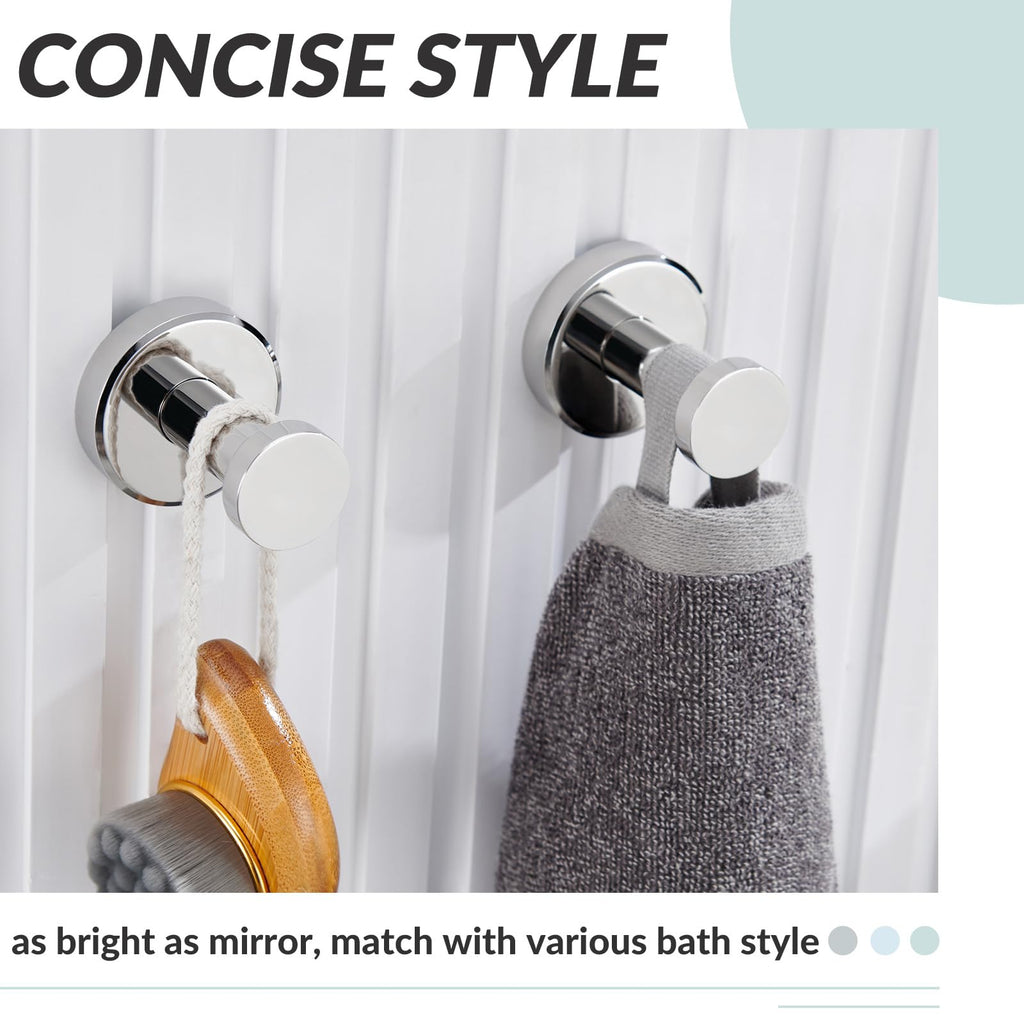 Polished Chrome Towel Hooks, 2 Pack, 304 Stainless Steel