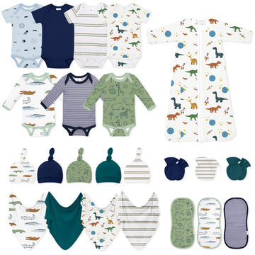 Newborn Clothes Gift Set, 23-Piece Soft Baby Layette Essentials, Baby Boy Outfit Sets for Baby Shower & First Days