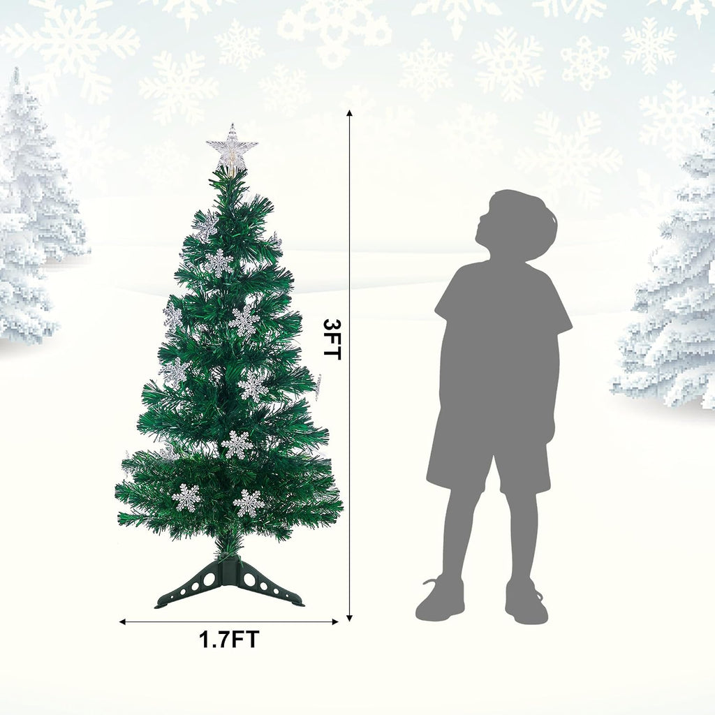 3 FT Fiber Optic Christmas Tree with Lights Artificial Xmas Trees