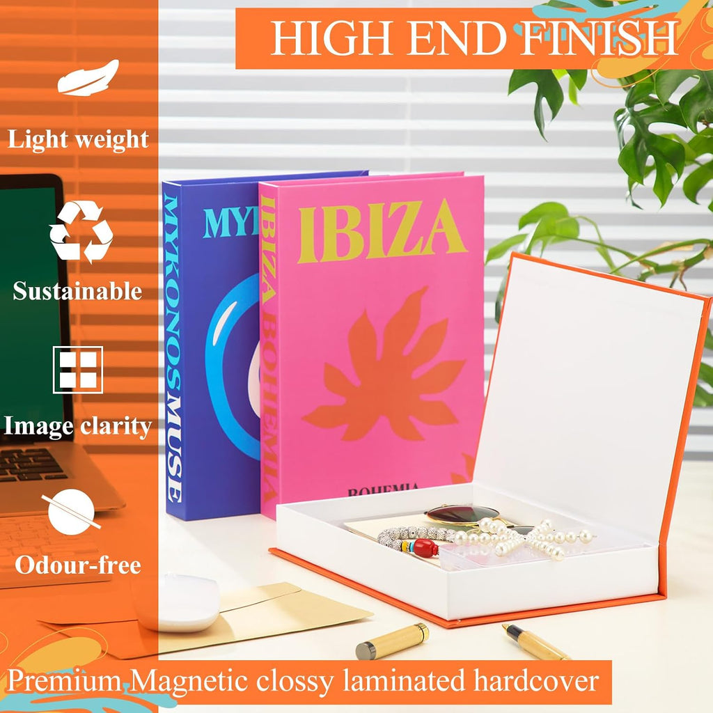 3 Pcs Fake Books Decorative Preppy Book Storage Box Faux Magnetic with Hidden Storage Faux Aesthetic Decor Room