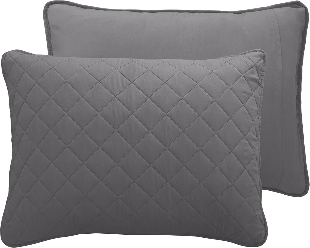 Full/Queen Reversible Quilt Set with 1 Quilt and 2 Pillow Shams, Soft Bed Quilt Cover, Lightweight Microfiber