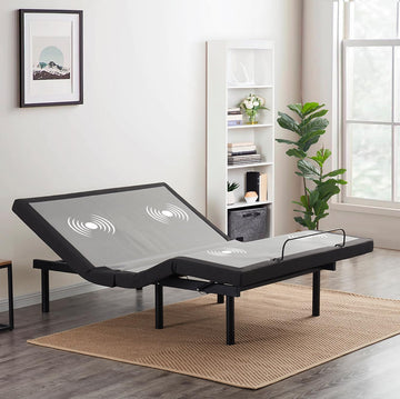 King Adjustable Bed Frame with Massage and Wireless Remote, Electric Base with Head and Foot Incline, Zero Gravity