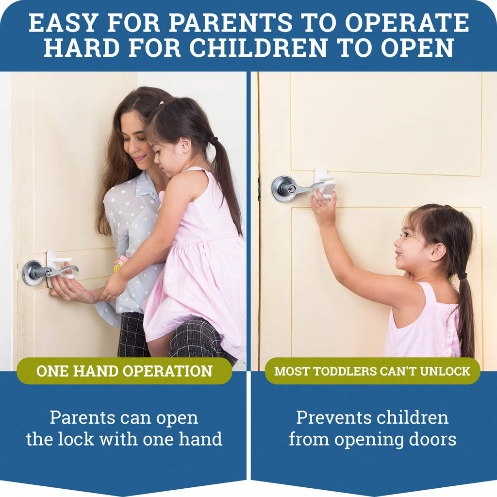 Lever Lock (3 Pack) Prevents Toddlers from Opening Doors. 3.25" L * 1.5" W * 4.5" H Easy One Hand Operation for