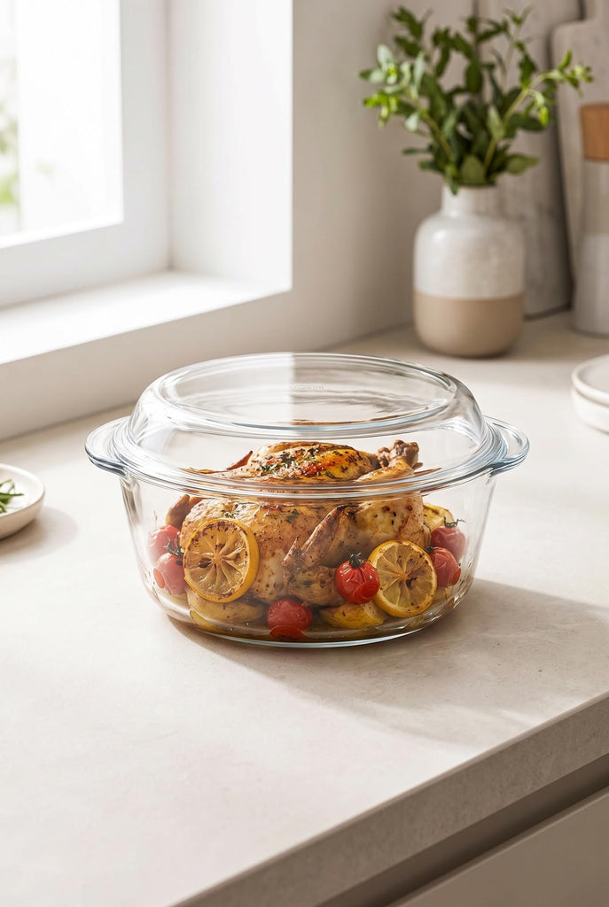 Round Casserole Dish with Lid, 105 oz