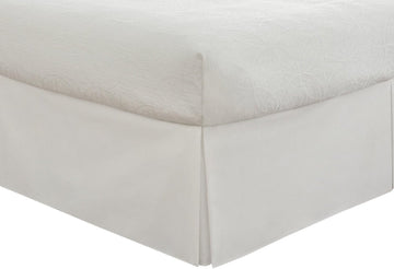 Wrinkle Free Bed Skirt 650TC (Queen, Solid White) Cotton Blend 650 Thread Count