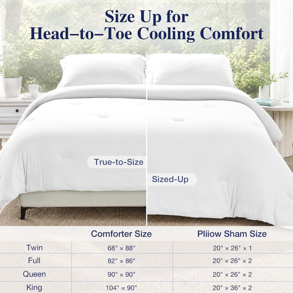 Cooling Comforter, 3-Piece Reversible Bed Set, White