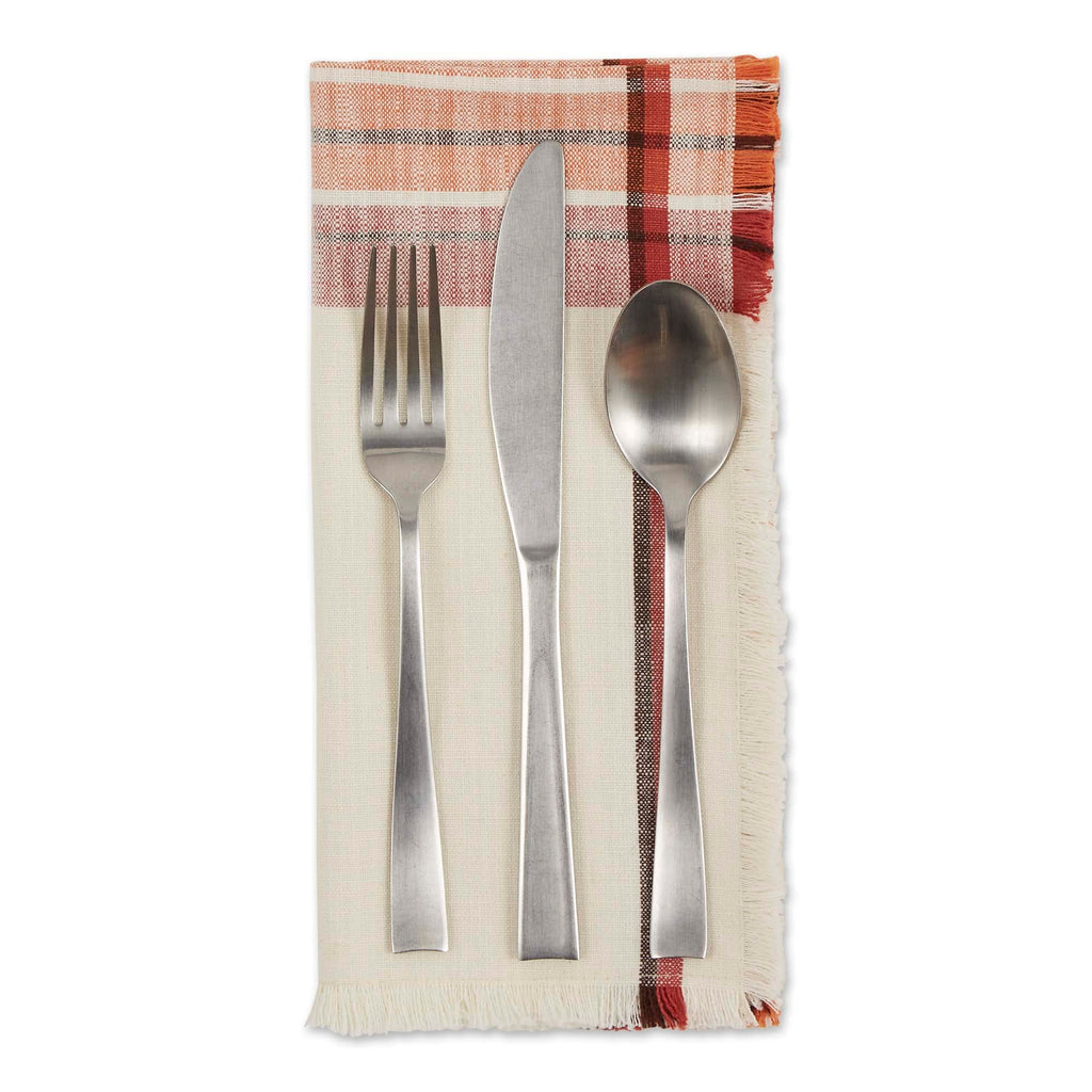 Thanksgiving & Fall Table Decoration Autumn Farmhouse Plaid, Napkin Set, 20x20, Pumpkin Spice Orange, 6 Count