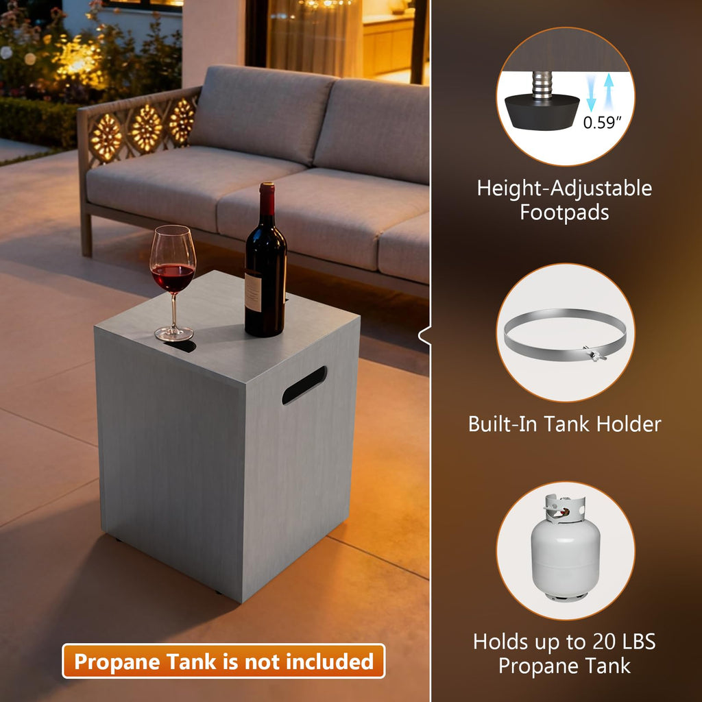 2-Piece 42" Rectangular Propane Fire Pit Table for Outside Patio 50, 000 BTU