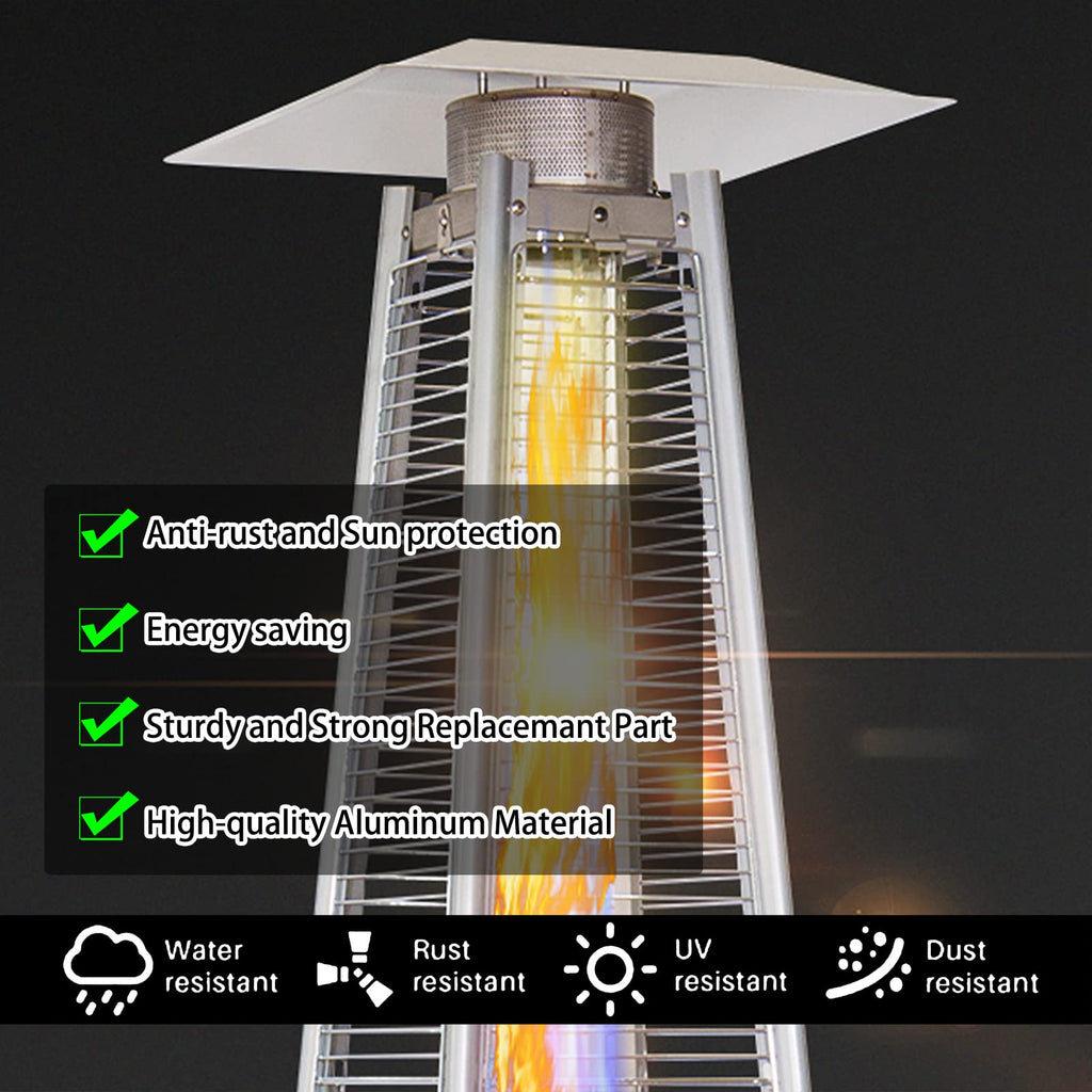Patio Heater Heat Shield, Square Aluminum Heat Reflector Shield Replacement Top Parts for 4-Sided Glass Tube Outdoor