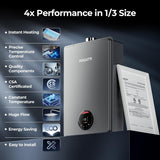 Natural Gas Tankless Water Heater Indoor - Max 7.5 GPM 170, 000 BTU