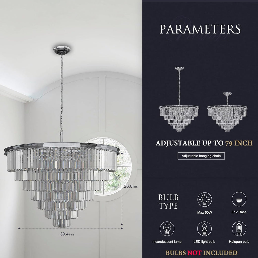 Inspired Odeon Style 24-Light Chrome Crystal 7-Tier Modern Chandelier W39.4" - A107-B07G419G5Z